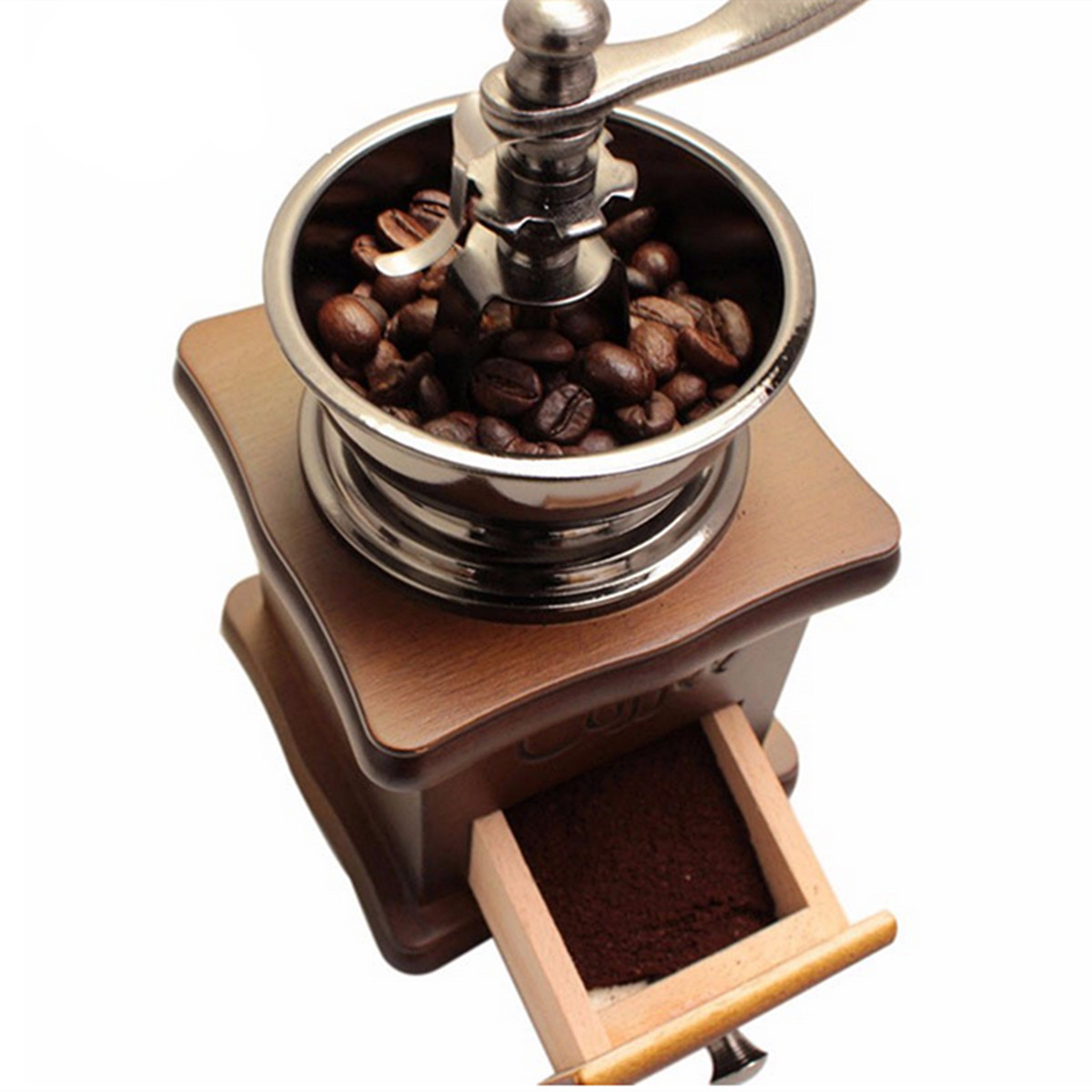 

Ретро-нержавеющая многофункциональная ручная шлифовальная машина для кофейных зерен Деревянная гайка с ручным шлифование