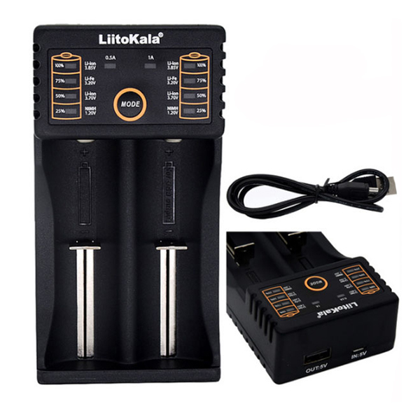 Liitokala lii-202 5V 2A 18650/26650/16340/14500 Micro USB Батарея Зарядное устройство