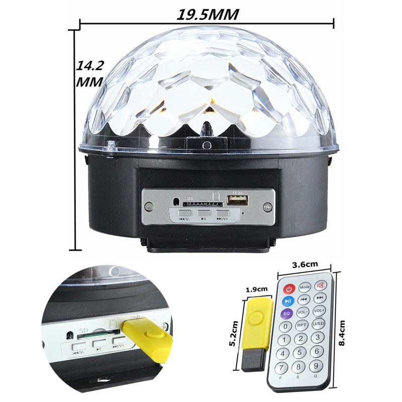Find 18W Crystal Ball Magic RGB LED Stage Light Remote Control MP3 DJ Club Pub Disco Party Lamp AC100 240V for Sale on Gipsybee.com with cryptocurrencies