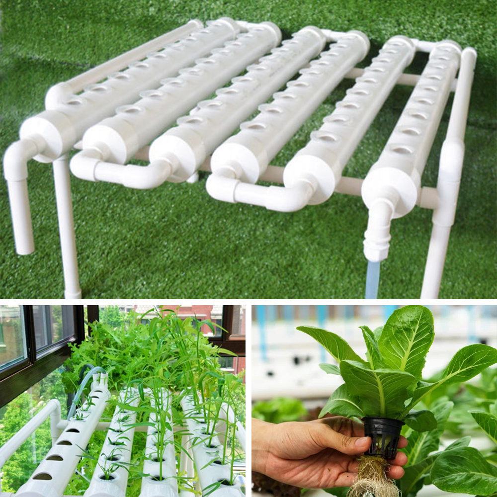 

54 Holes Horizontal Hydroponic Piping Site Grow Kit Flow DWC Deep Water Culture Planting Box System