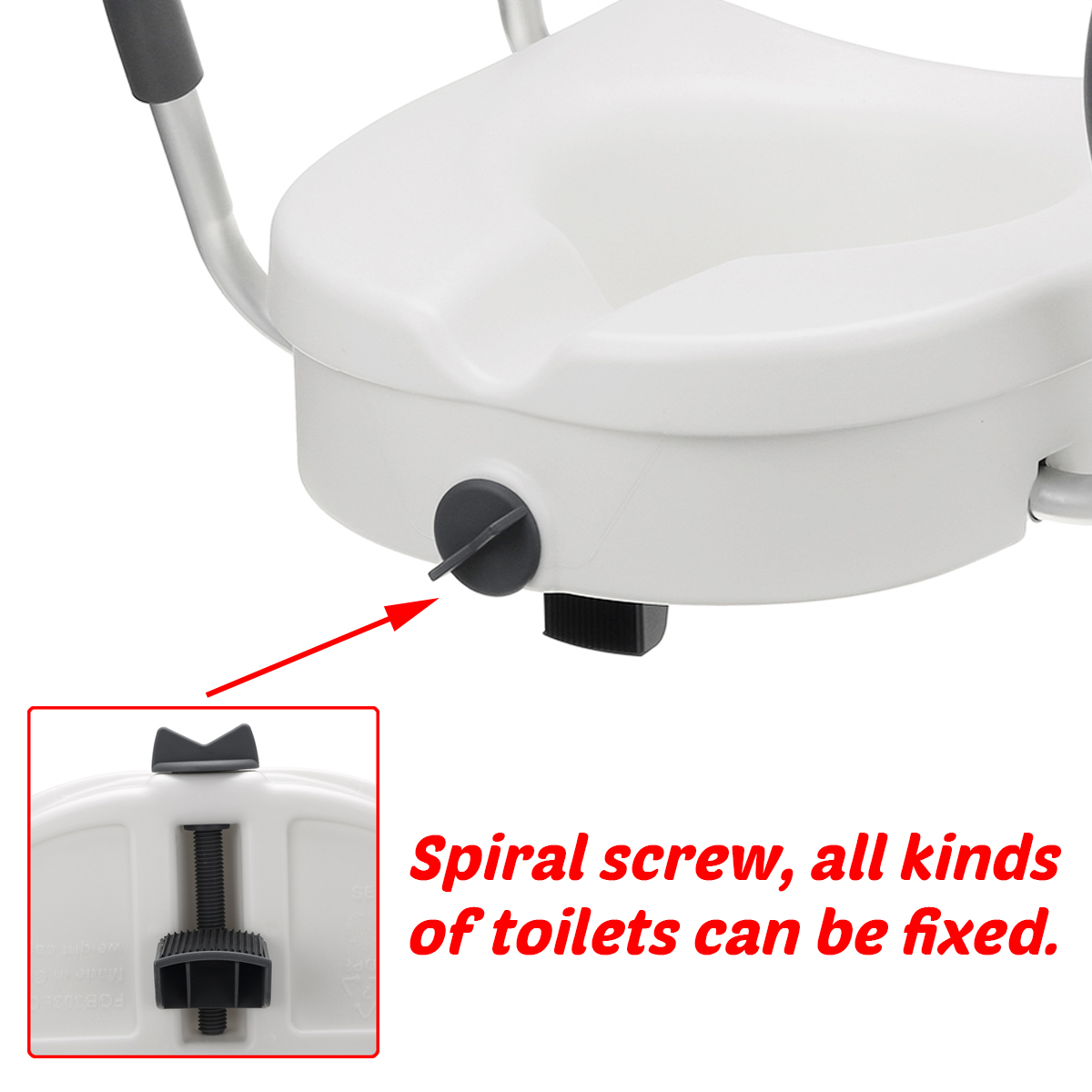 Removable Raised Toilet Seat With Arms Handles Padded Disability Aid Elderly Supports 5