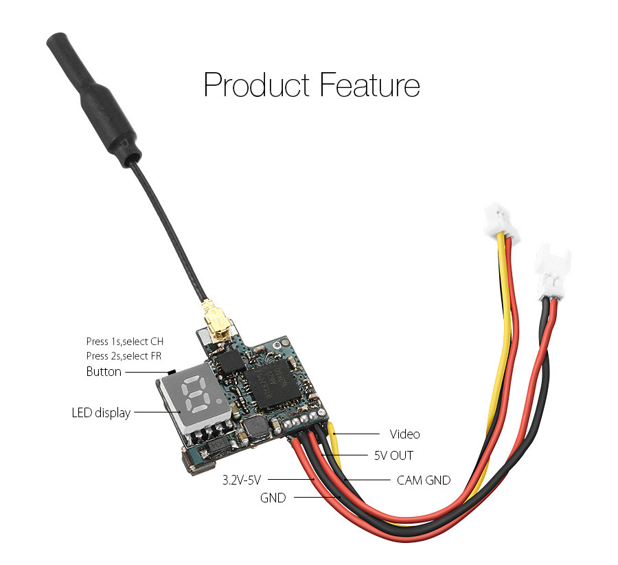 Eachine VTX02 + ROTG02 FPV Combo 5.8G 40CH 200mW Diversity Audio  Transmitter Receiver Set Black for Android Phone