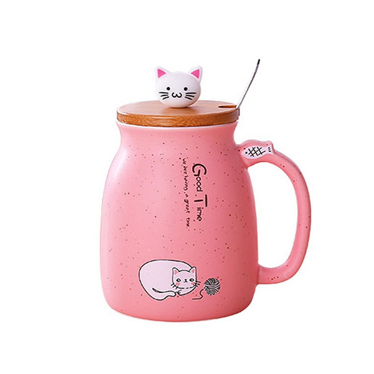 

Кошка Котенок Керамический Кружка кофе Чай Чашка с молочной водой с ручкой + ложка + крышка 420 мл