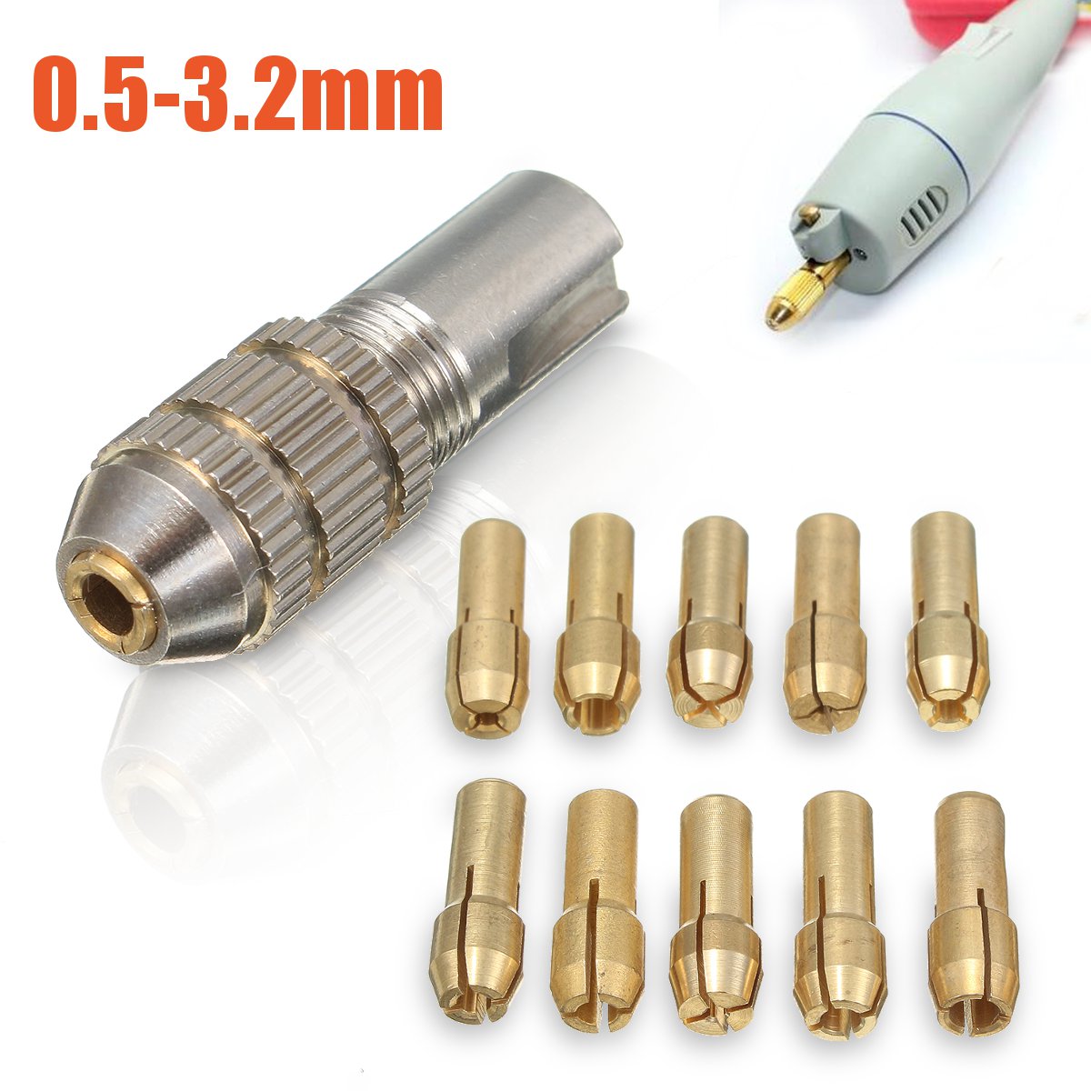 

11pcs 0.5-3.2mm Mini Electric Drill Bit Collet Set Fit for Micro Small Twist Chuck