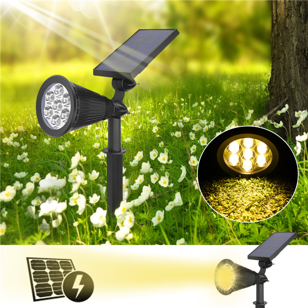 

7 LED Солнечная Powered Водонепроницаемы Spotlight На открытом воздухе Газон Пейзаж Наводнение Лампа