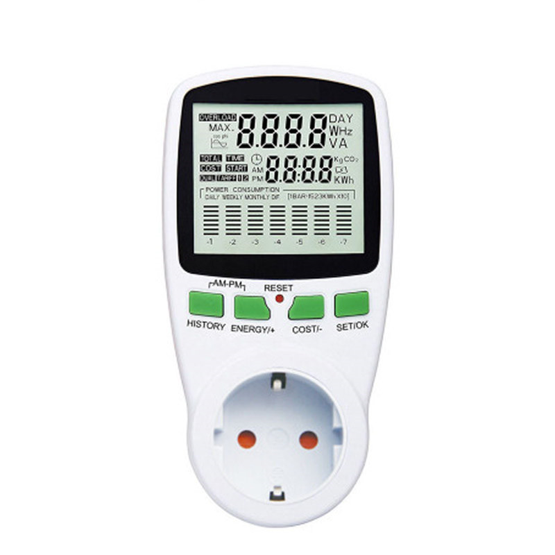 

PM001-G AC Power Meters 220V 50Hz Digital Wattmeter Energy Meter Watt Monitor Electricity Cost Diagram Measuring Power Energy Meter