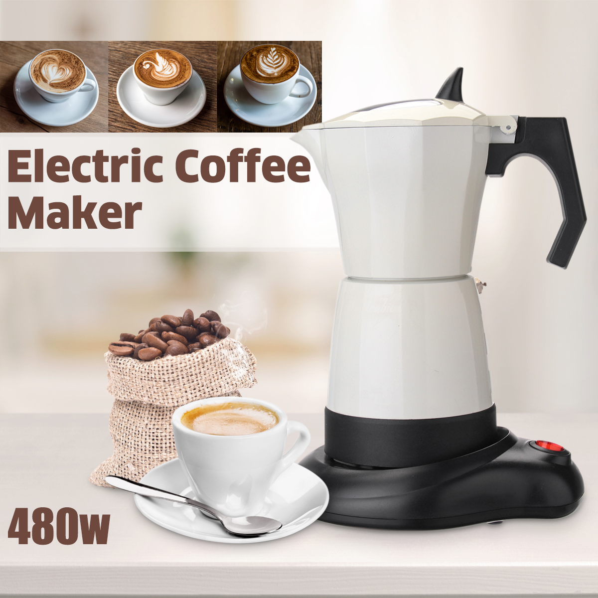 6 Cups Electric Tea Coffee Maker Pot Espresso Machine Mocha Home Office 480W Coffee Machine 68