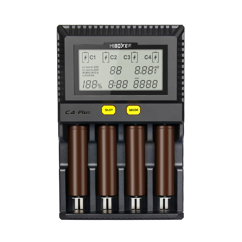 

Miboxer C4-Plus 4 Slots LCD Display 2.5A Fast Charging Smart Battery Charger For AA AAA 18650 26650 21700 18350 16340 Mo