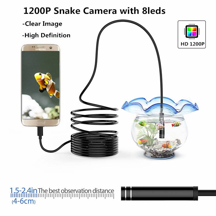 1200P 8LED IP68 WiFi Эндоскоп Borescope Inspection камера Мягкий кабель для Android IOS 2 / 3,5 / 5/7 / 10M