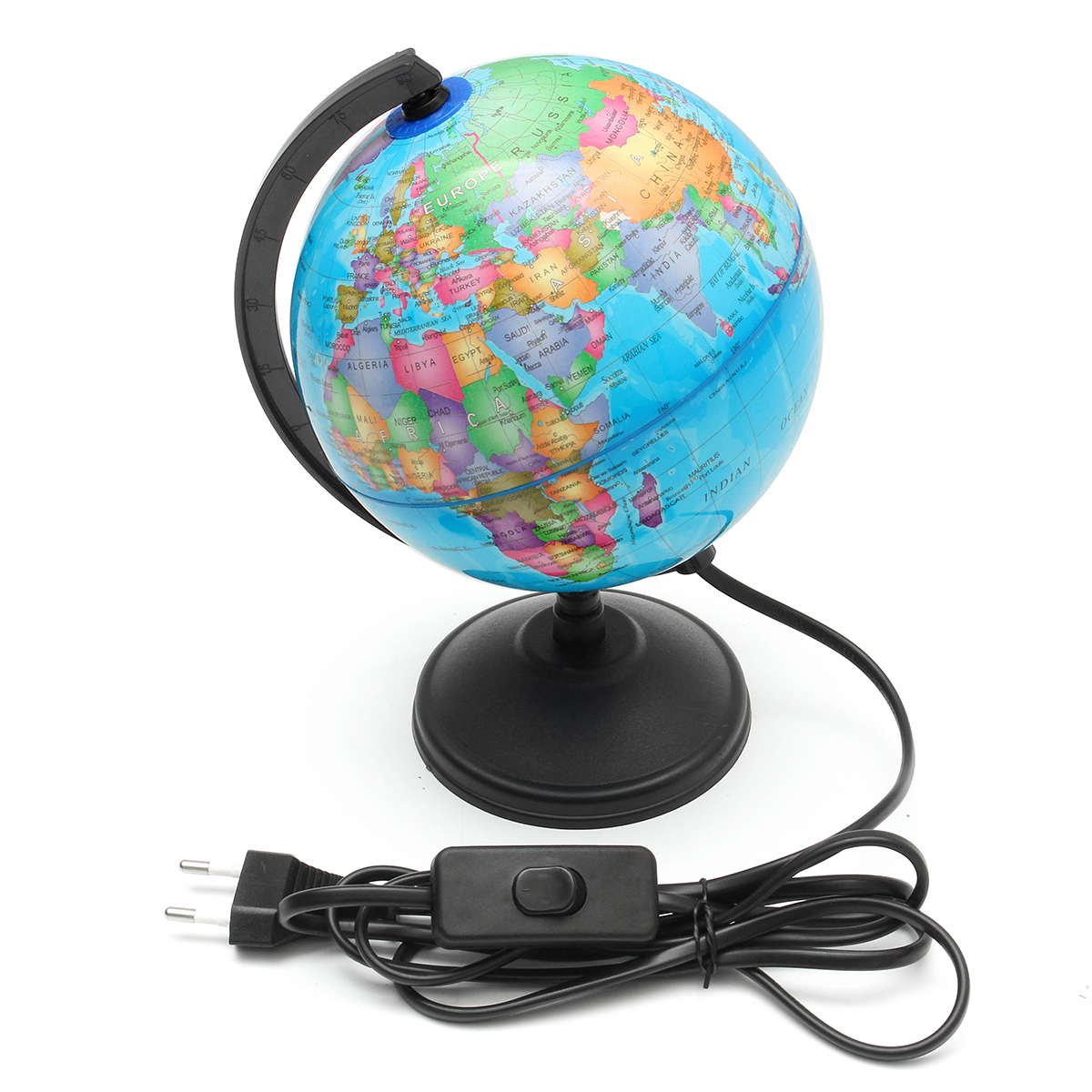 

World Earth Globe Atlas Map Geography Education Gift w/ Rotating Stand LED light