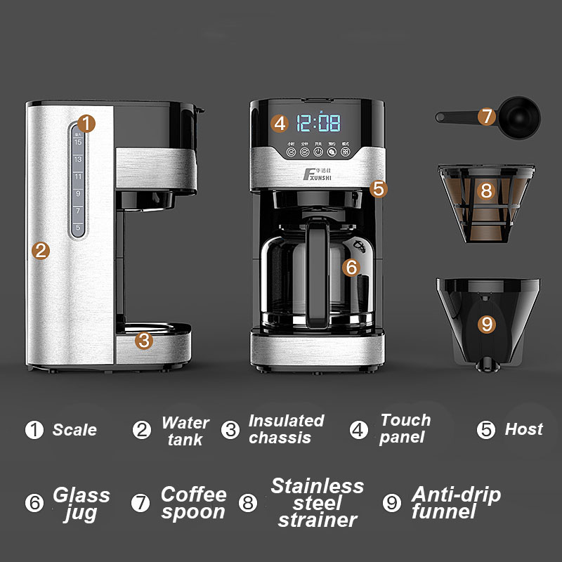 FXUNSHI MD-259T 1.5L 800W Automatic Insulation Drip Coffee Machine Maker Portable Tea Machine 14