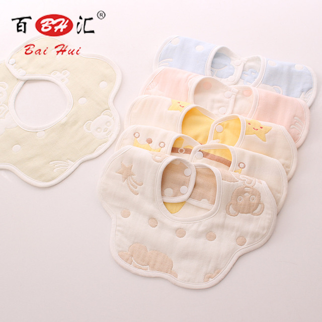 

Infant Cotton 6 Layer Gauze Petals Bibs Saliva Towel Baby Rotating Eating Bib Rice Bowl Gaoyang