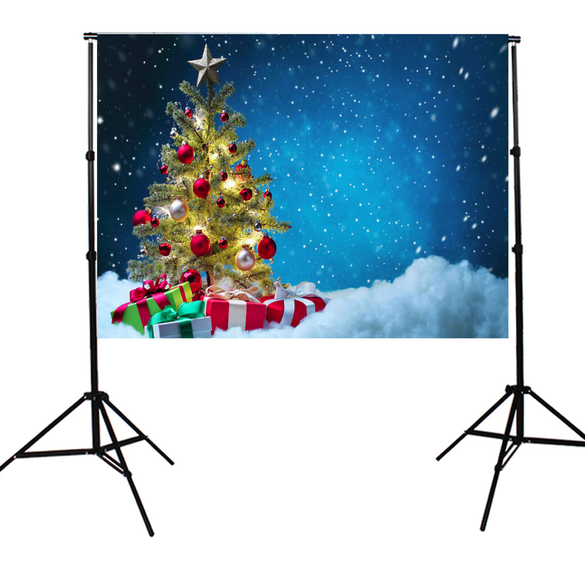 

7x5FT Christmas Theme Blue Photo Backdrop Vinyl Fabric Studio Photography Background