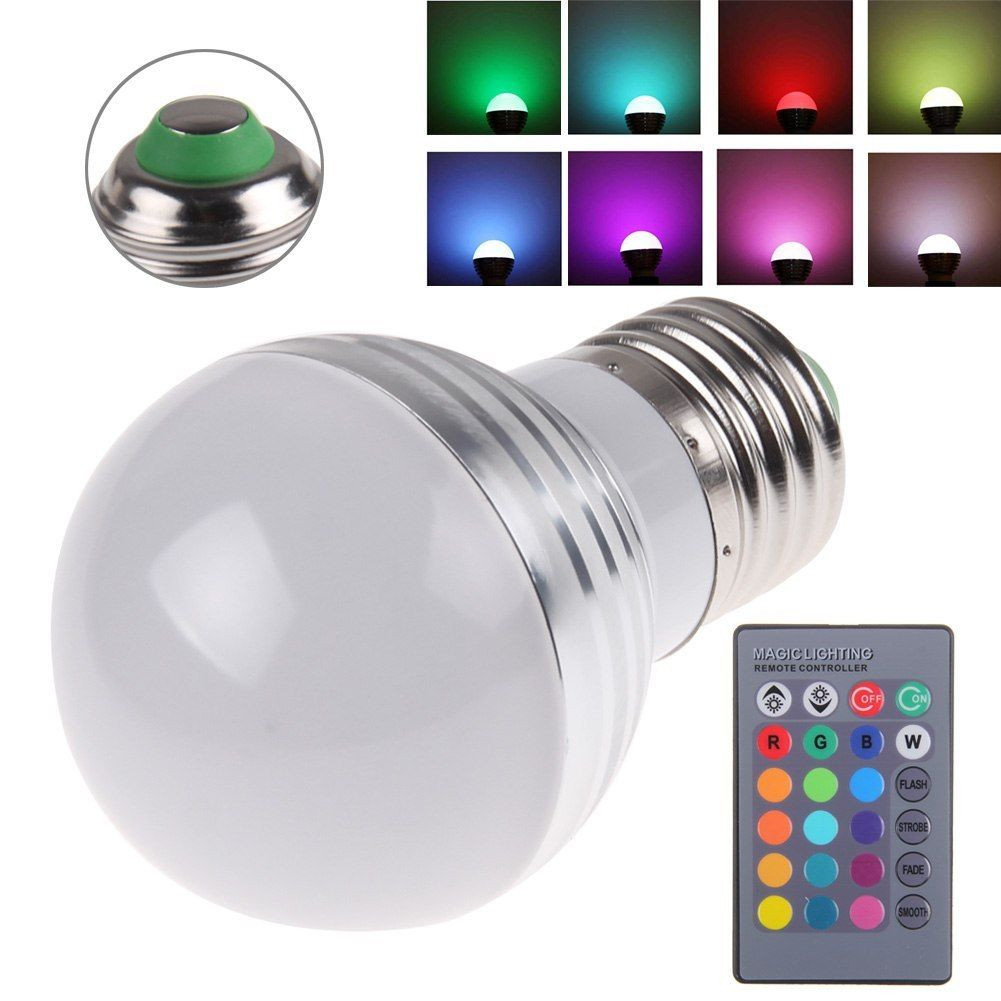 

E27 3W RGB IR LED 16 Colors Change Light Lamp Bulb AC 85-265V