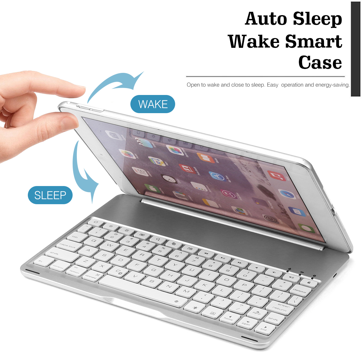 7 Colors Backlit Aluminum Alloy Wireless bluetooth Keyboard Case For iPad Air/iPad Air 2 13