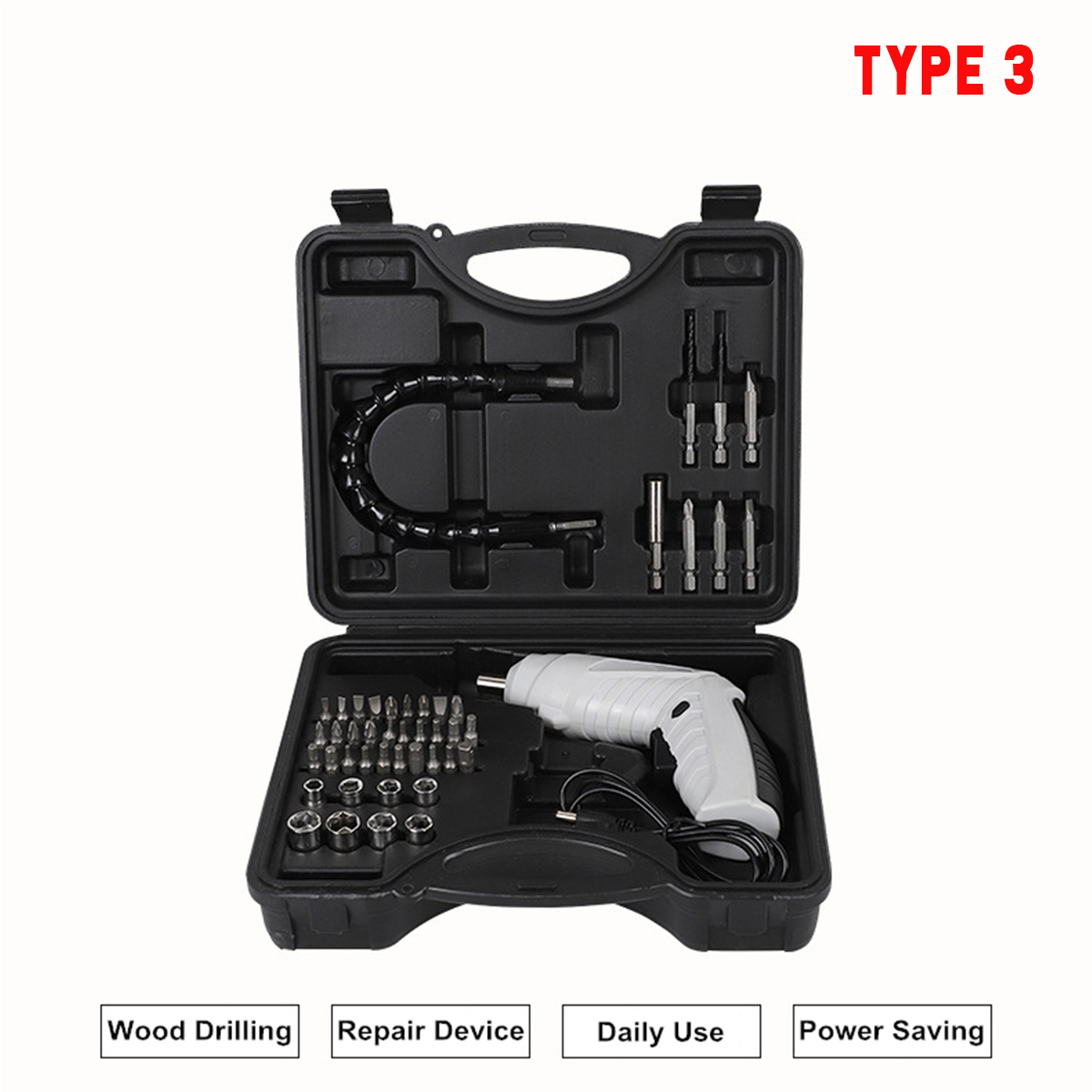 Mini Cordless Electric Screwdriver Set USB Rechargeable Drill Driver With Work Light 74