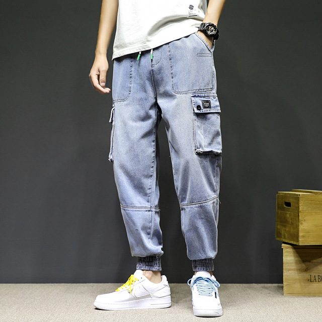 

Season New Japanese Retro Large Size Male Original Tooling Nine Points Pants Feet Loose Straight Jeans Tide