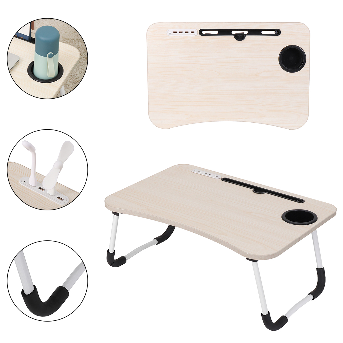 Find Wooden Laptop Stand Bed Table Laptop Heightening Stand With USB Ports Fan and Lamp For Bedroom Office for Sale on Gipsybee.com with cryptocurrencies