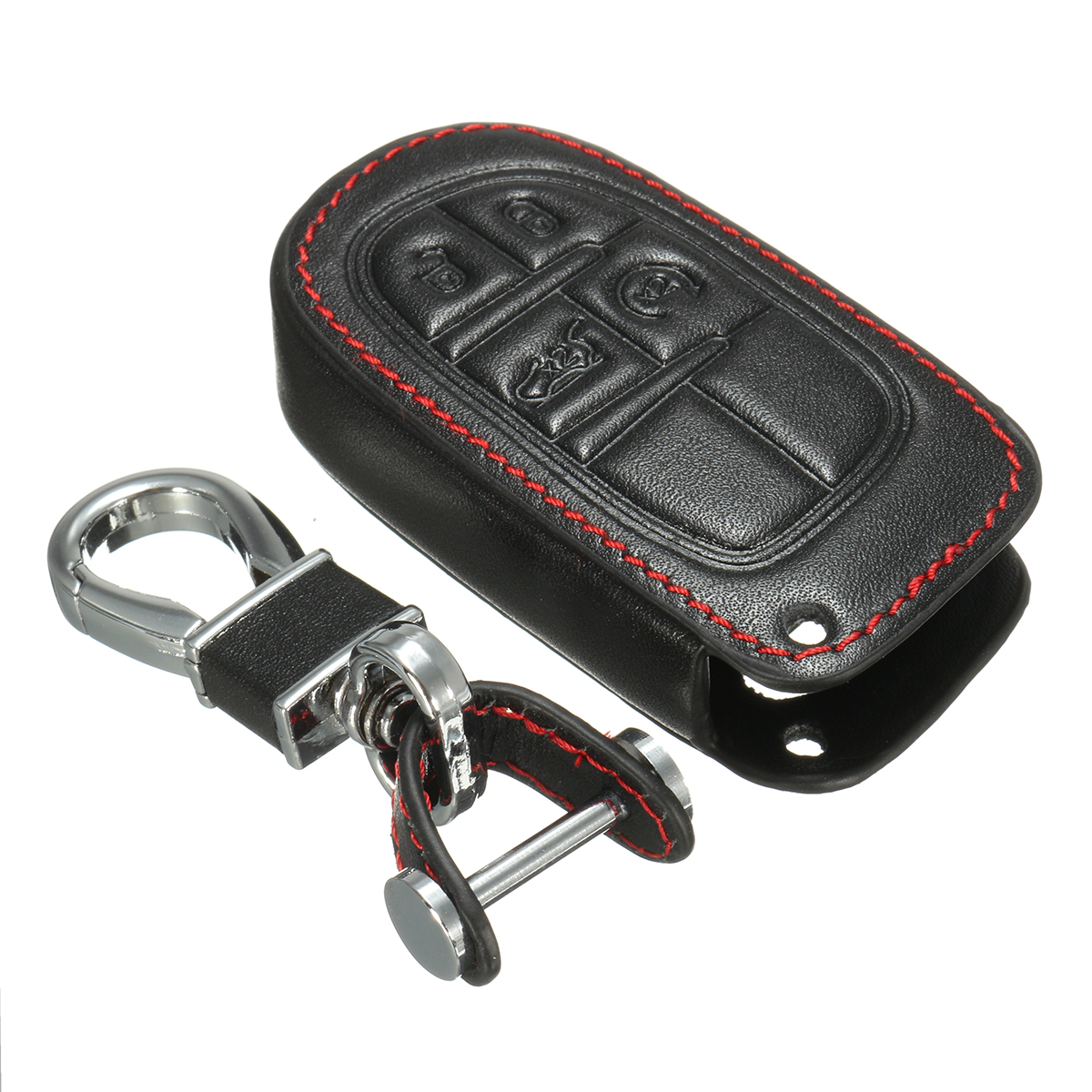Car Key Case Cover 4 boutons faux cuir Key FOB Case Cover pour Jeep Grand Chrysler 300 Dodge