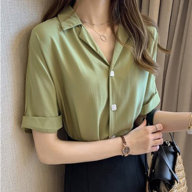 

Season New Fashion Style Shirt Women Short-sleeved Design Sense Female Minority Shirt Loose Han Fan Shirt Female