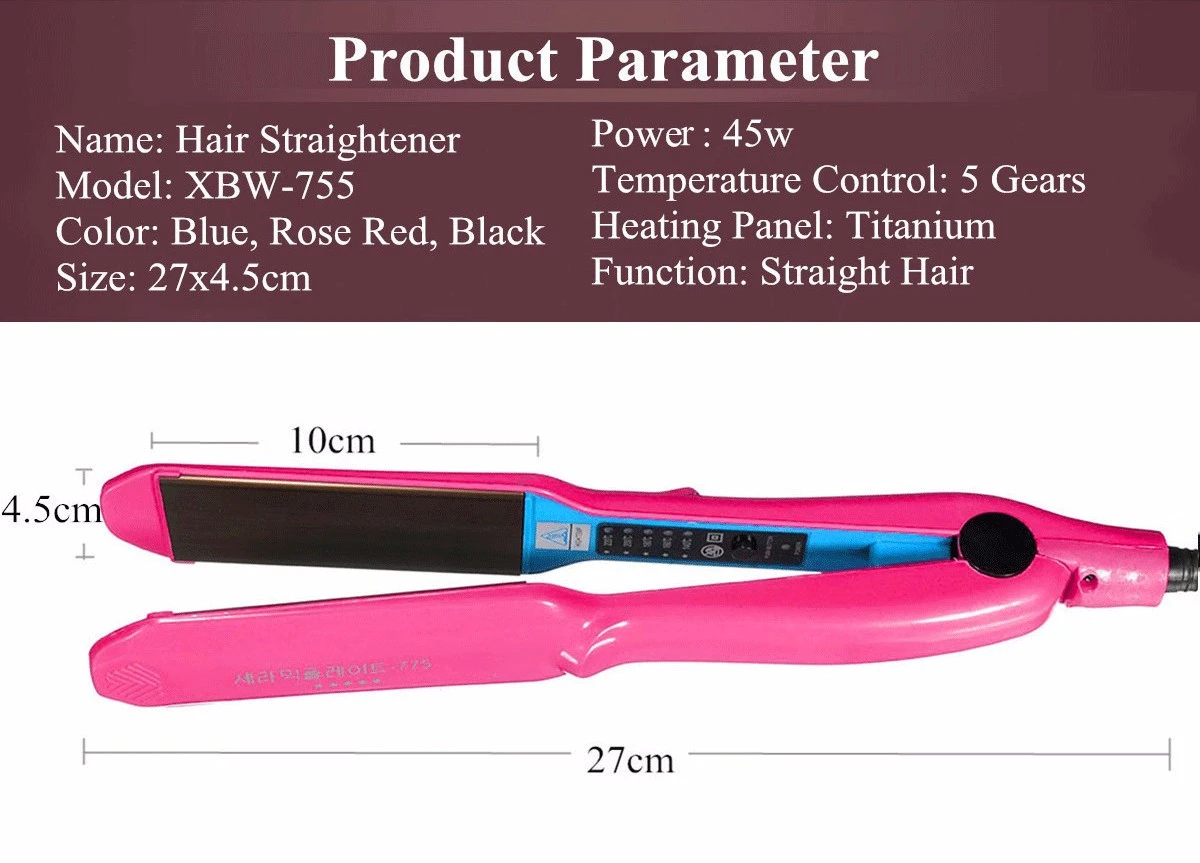 Hair Straightener Styling Flat Iron Temperature Anion Titanium Plate Perm Hairdress Tools
