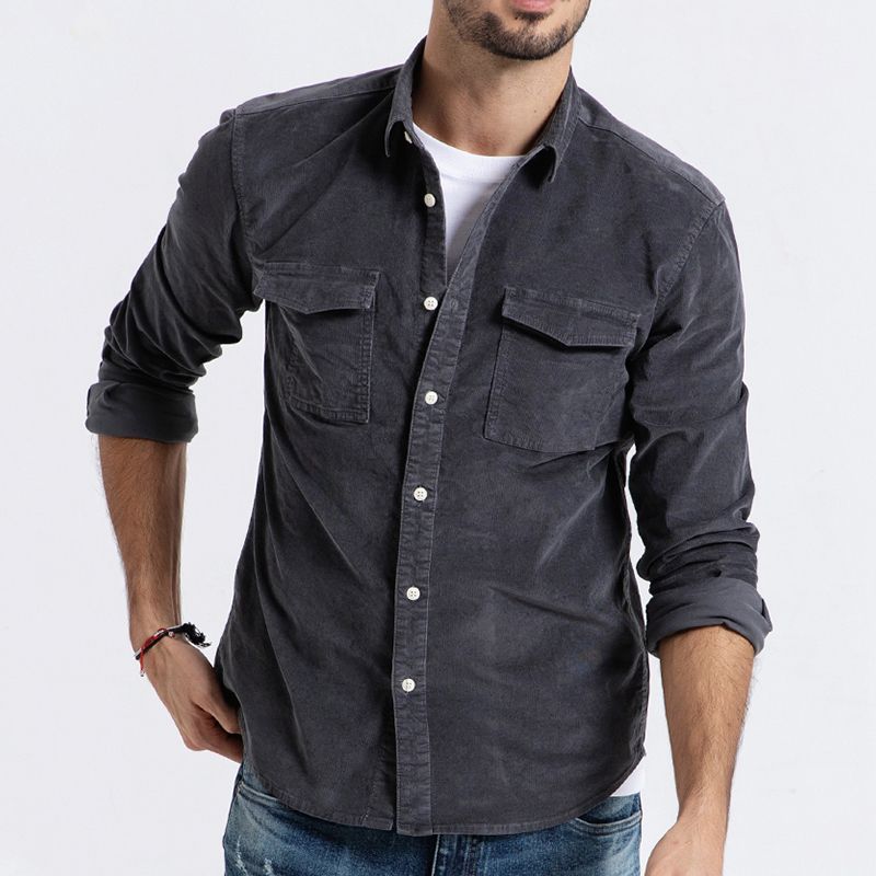 

Mens Chest Pockets Corduroy Casual Workwear Shirts