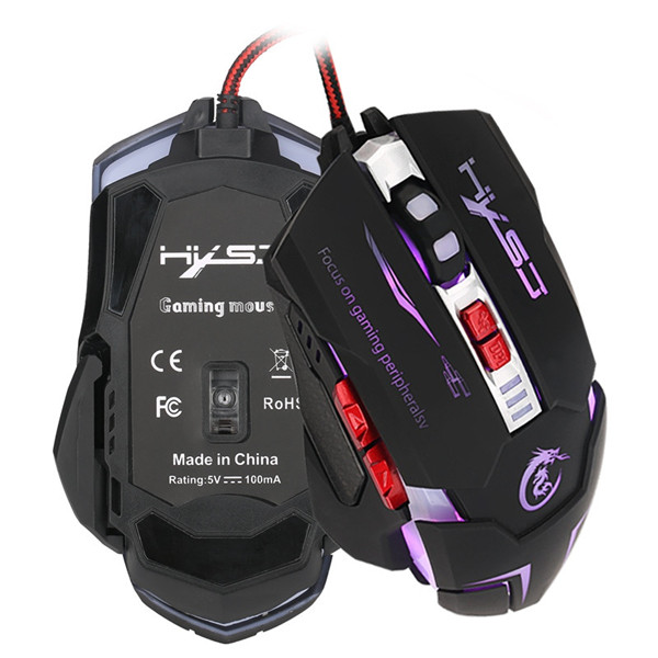 

HXSJ H600 3200DPI 7 Buttons LED Backlit Wired USB Optical Gaming Mouse