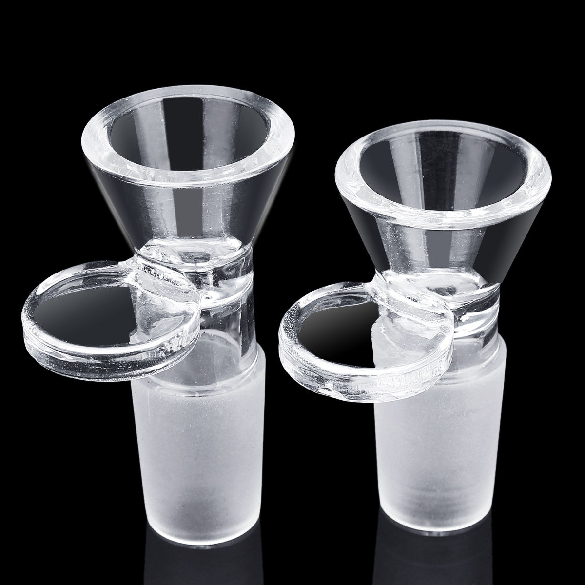 

14mm / 18mm Clear Slide Male Glass Bowl With Handle Funnel Type Bowl