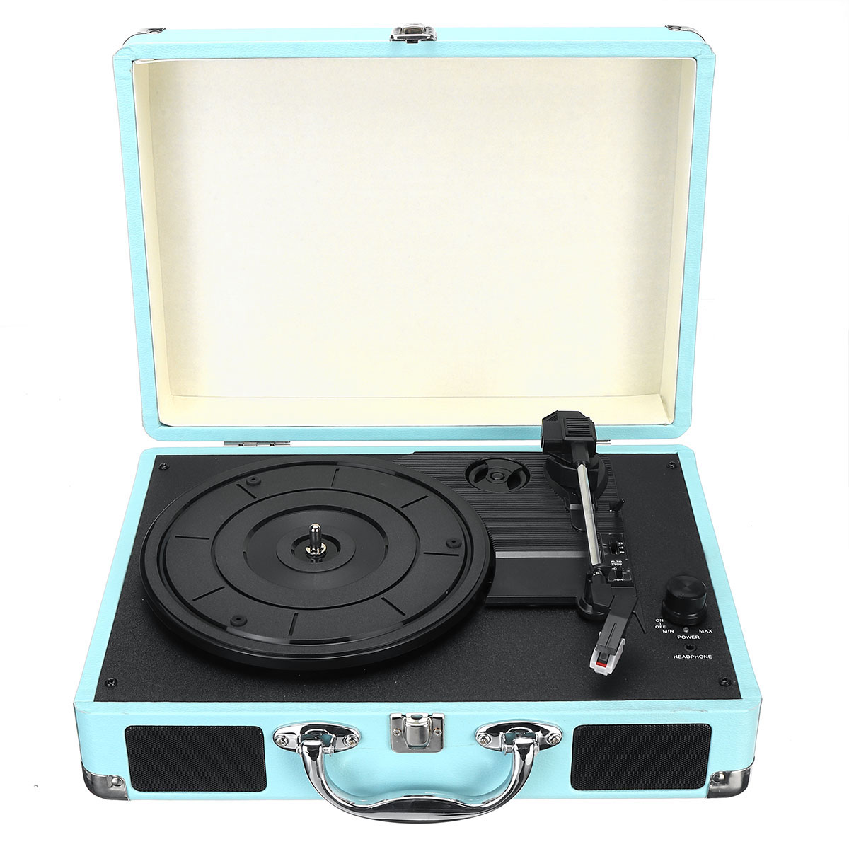 Vintage Vinyl LP Record Player Stereo Turntable 3Speed 2 Speakers Radio Recorder 13
