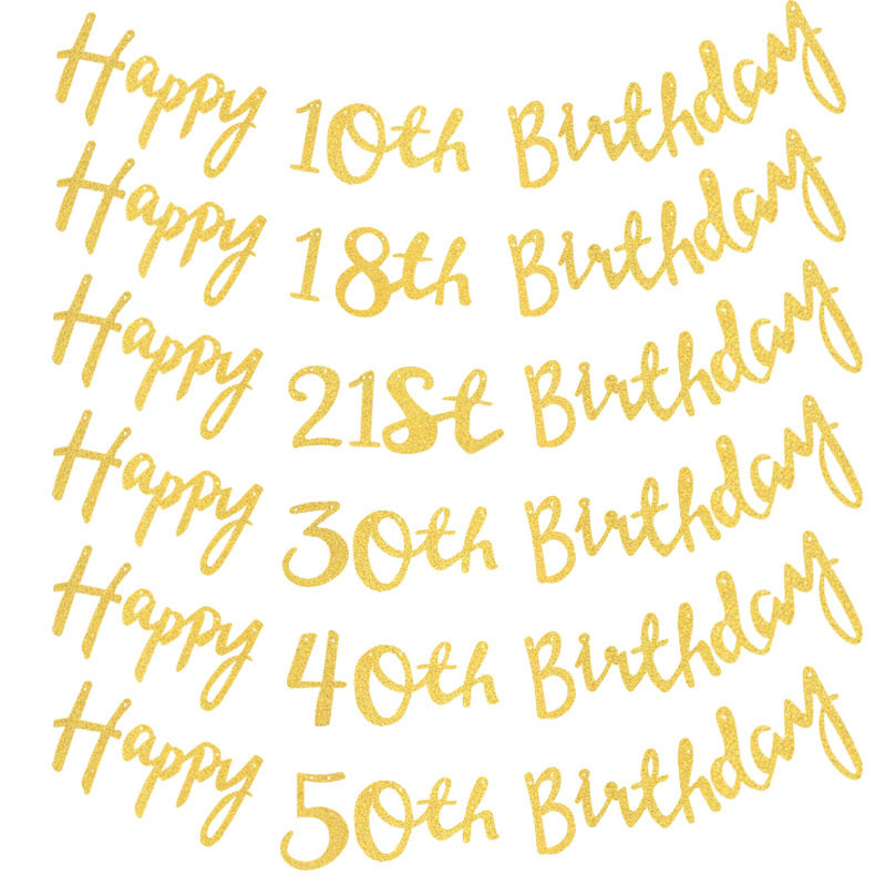 

Twinkle Happy Birthday Banner Garland Age Hanging Gold Letters Decorations Bunting Flags Garland De