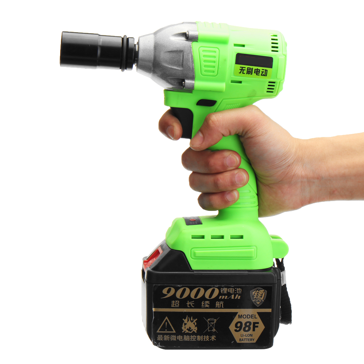 

98V Li-ion Cordless Electric Wrench High Torque Impact Wrench Brushless with 2 Battery