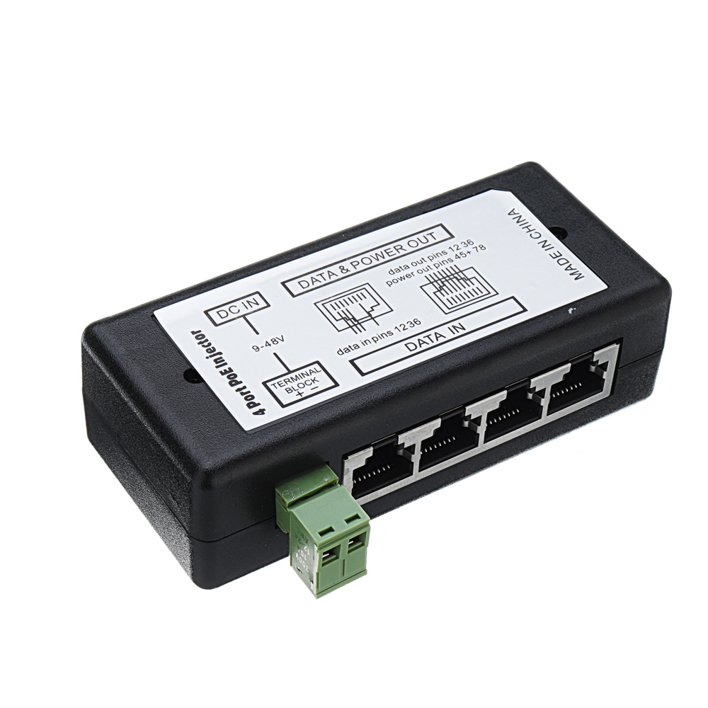 

4Ports POE Injector POE Splitter for CCTV Network POE Camera Power Over Ethernet IEEE802.3af