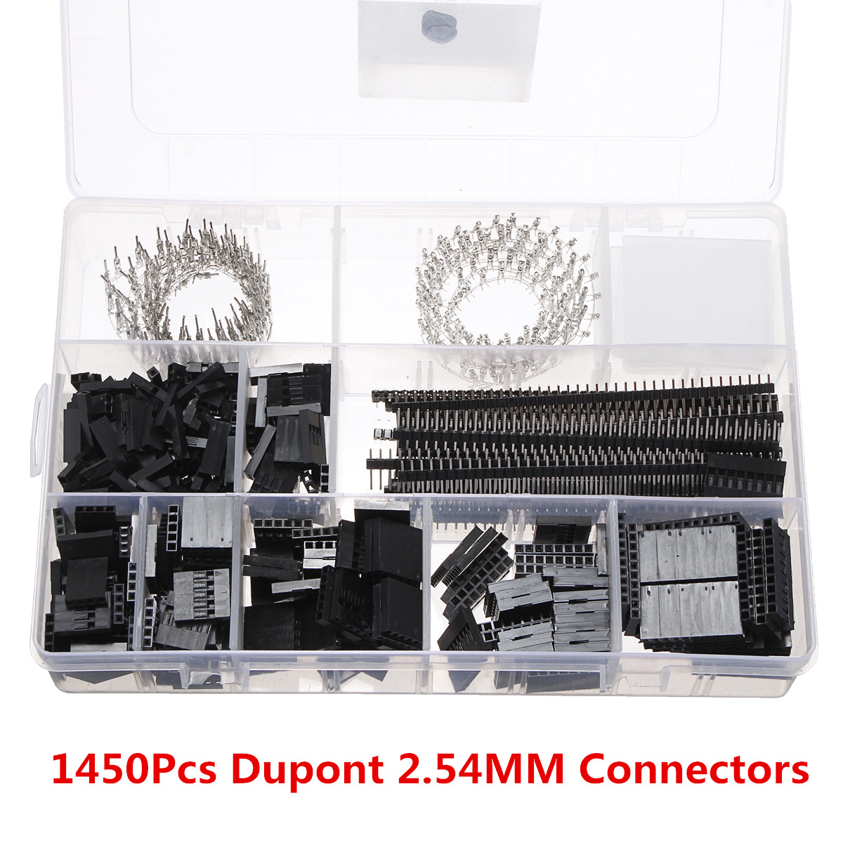 

Excellway® 1450Pcs Dupont 2.54MM Коннекторы Ассортимент Обжимной кабель Инструмент Набор Коннектор для печатных плат
