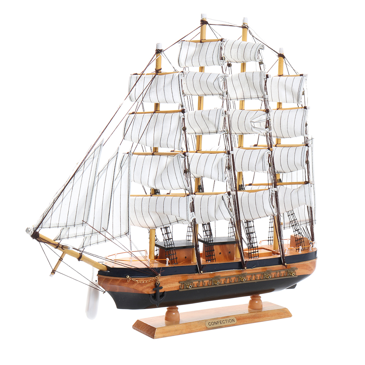 

Handmade Wooden Sailing Boats Model Assembly Nautical Ship Schooner Boat w/ Light Decorations Gift