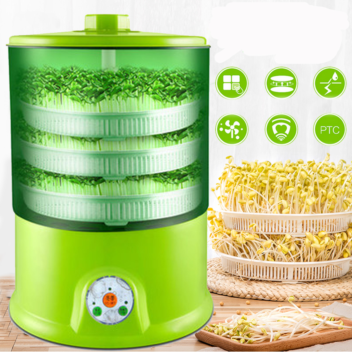 

Homemade Multifunctional Bean Sprouts Machine 220V Automatic1.5L 3-layers Sprouts Machine