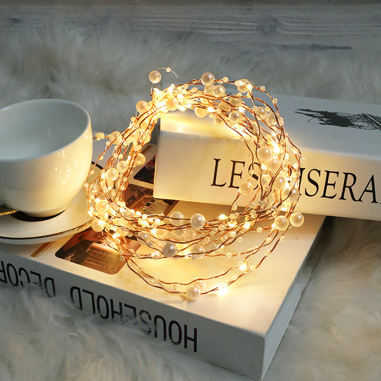 Find LED Copper Wire Pearls Night Light Home Decor Sweet Romantic String Light For Wedding Bedroom Party for Sale on Gipsybee.com with cryptocurrencies