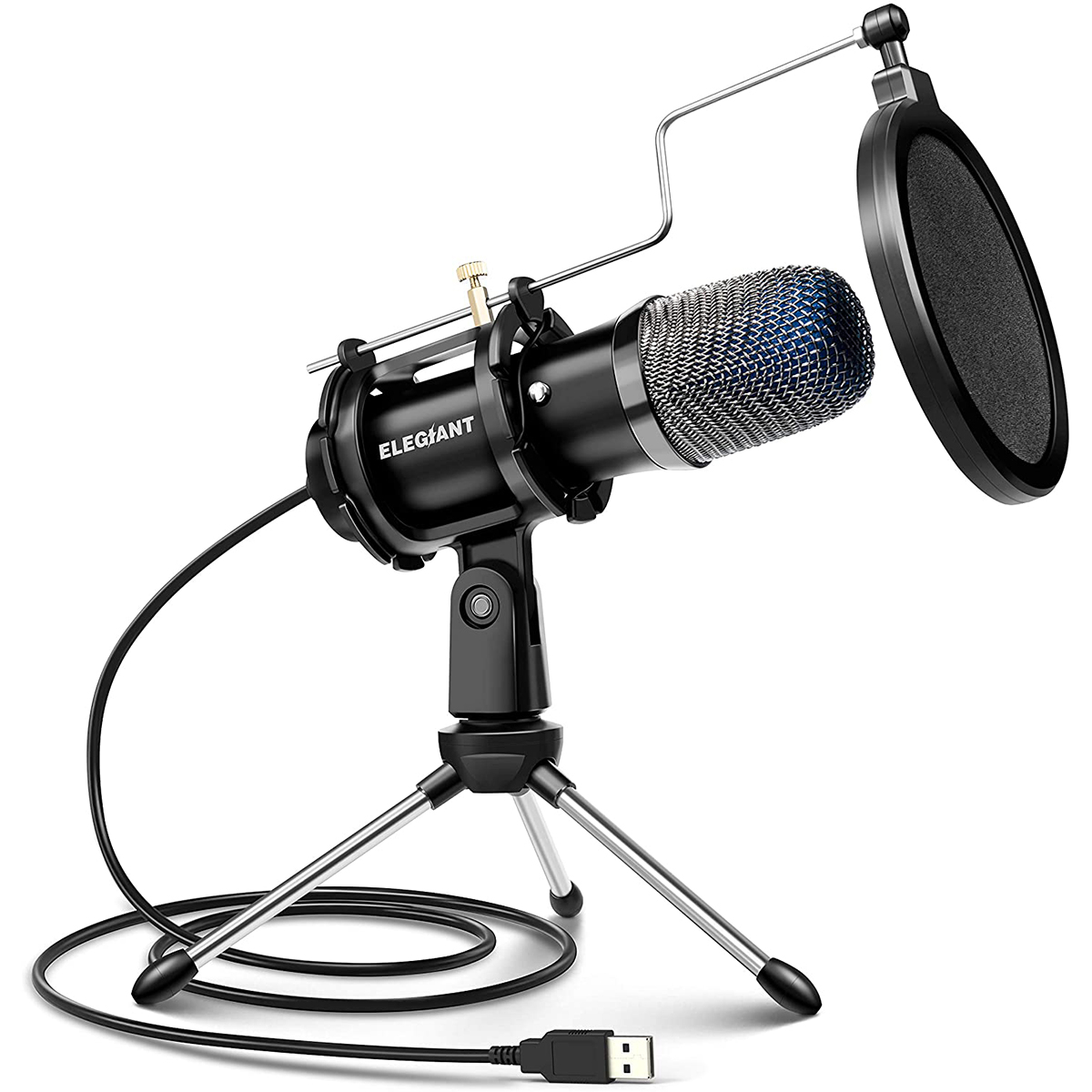 Find ELEGIANT EGM-04 Computer Microphone USB Wired Condenser Gaming Microphone with Tripod Stand & PopFilter Desktop Mic for PS4 PC Zoom Skype Youtube Podcasting Compatible with iMAC Windows for Sale on Gipsybee.com with cryptocurrencies