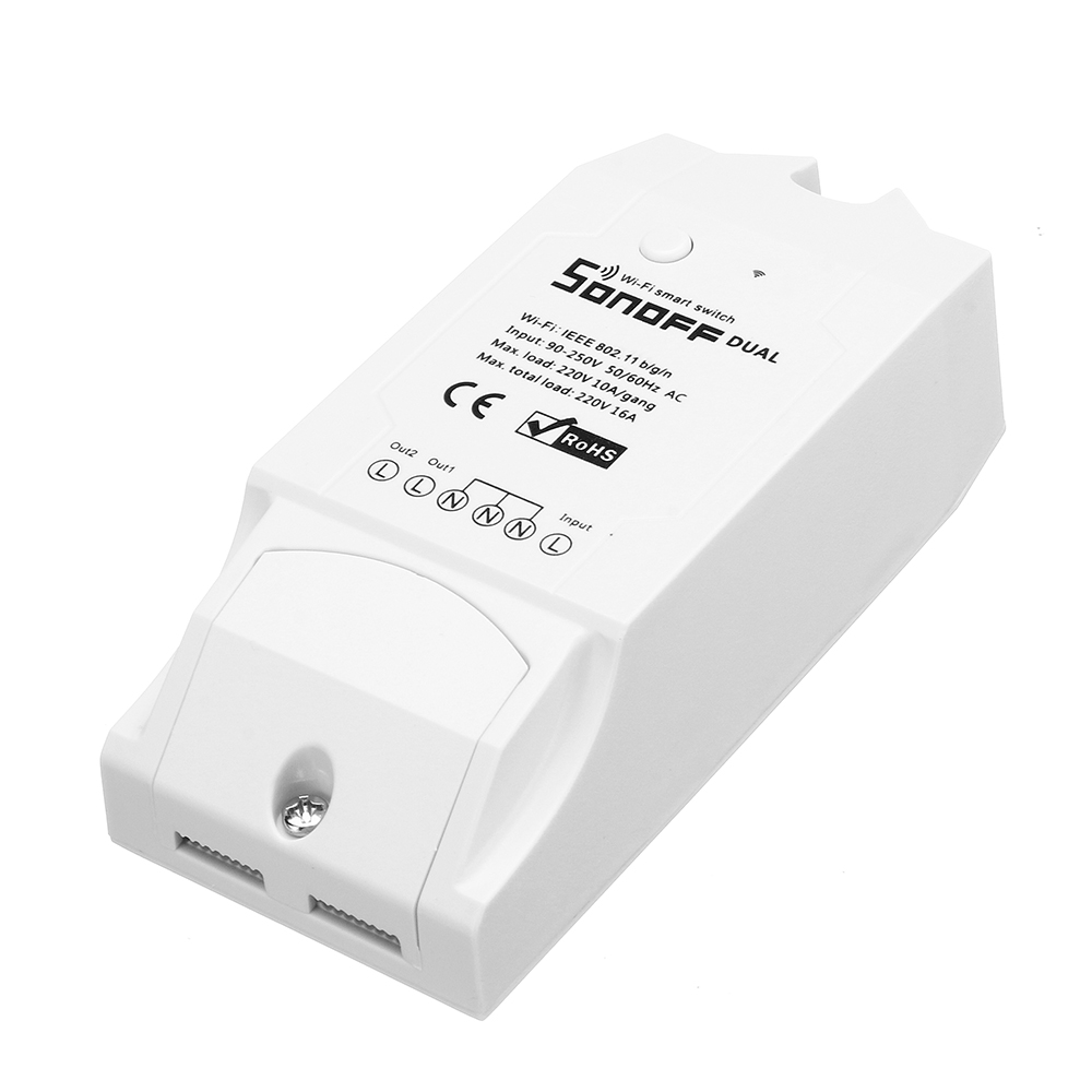 SONOFF® двухканальный DIY WIFI беспроводной пульт дистанционного управления APP переключатель разъем AC 90-250V для интеллектуального дома