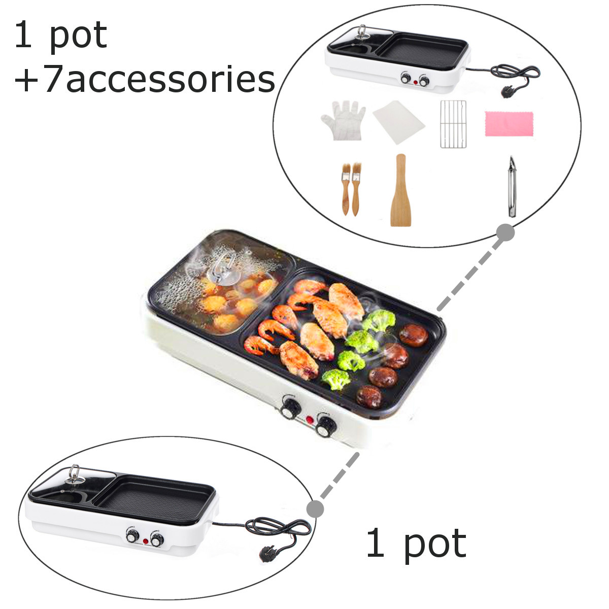 Electric Baking Pan Barbecue Hot Pot Non Stick BBQ Grill Oven Kitchen Cookware 18
