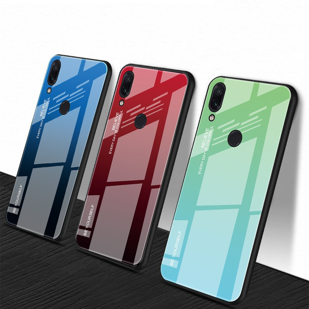 

Bakeey ™ Gradient Color Закаленное стекло + Soft Задняя крышка из ТПУ Защитная Чехол для Xiaomi Redmi Note 7 / Note 7 Pr
