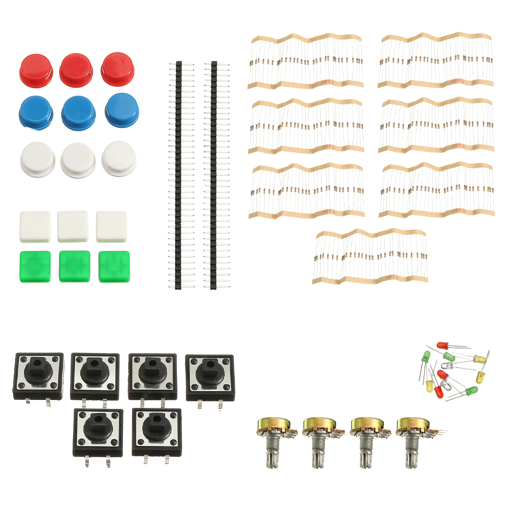 

10pcs Universal Component Parts Package Kit A1 For Project With Resistor+Botton+Adjustable Potentiometer