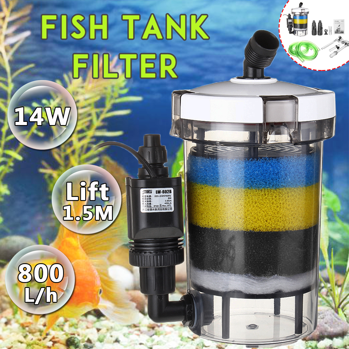 Fish Tank Filter Water Purification Transparent Filter Bucket Aquarium Canister Filter Aquarium Bucket