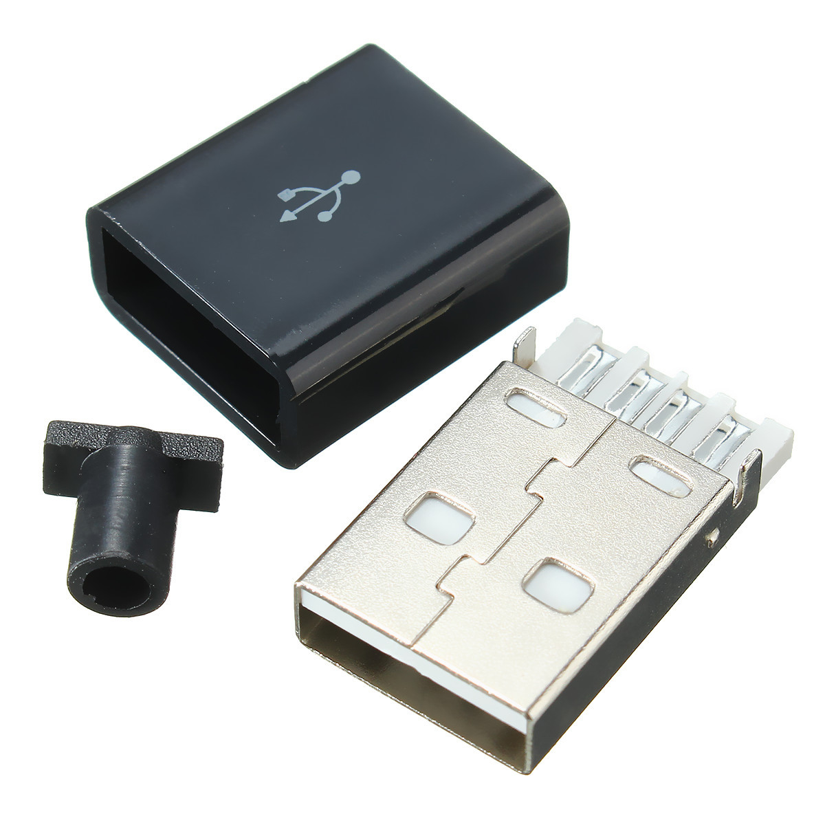 Find 1Pcs USB 2 0 Type A Plug 4 pin Male Adapter Solder Connector Black Cover Square for Sale on Gipsybee.com with cryptocurrencies