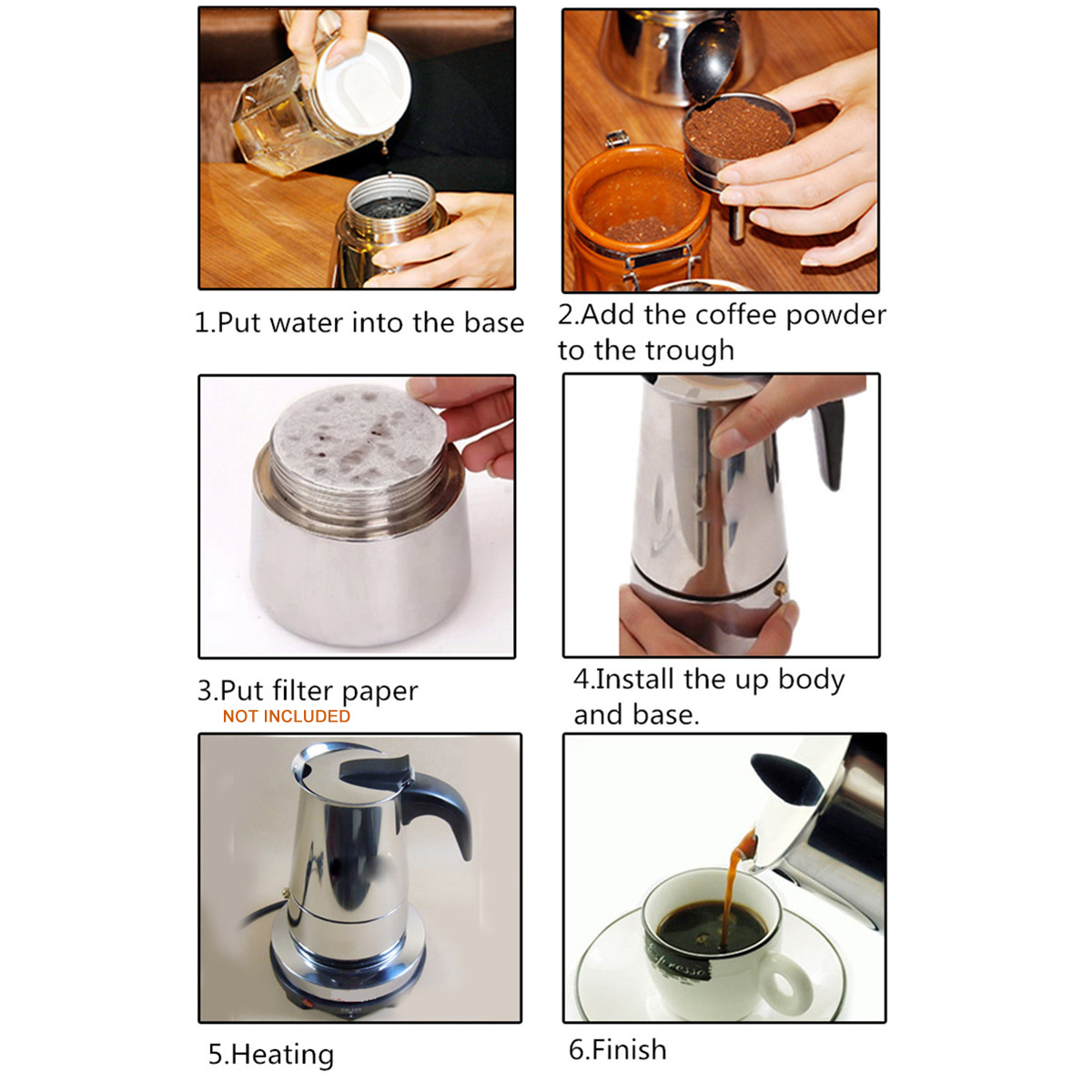 220V 500W 450ml Portable Coffee Espresso Pot Maker & Electric Stove Home Kitchen Tools 5