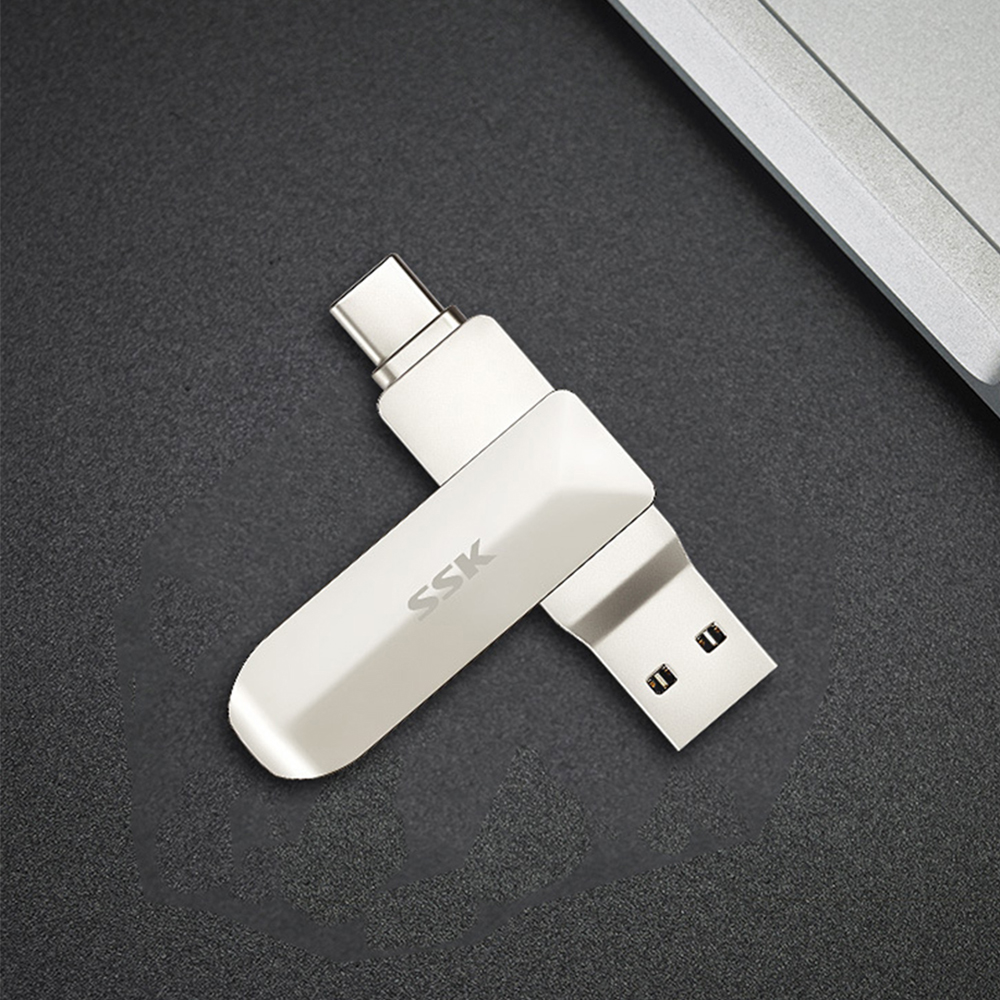 Find SSK 2 IN 1 Type-C USB 3.0 Flash Drive 360Â° Rotation Zinc Alloy USB Disk 32G 64G 128G 256G Portable Thumb Drive for Computer Phone SFD050 for Sale on Gipsybee.com with cryptocurrencies