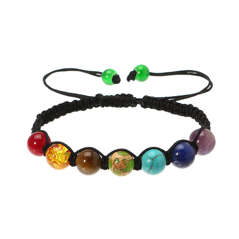 

Исцеляющие ювелирные изделия 7 цветовых балансировочных бусин Reiki Prayer Stone Gemstone Chakra Bracelet for Men Женское