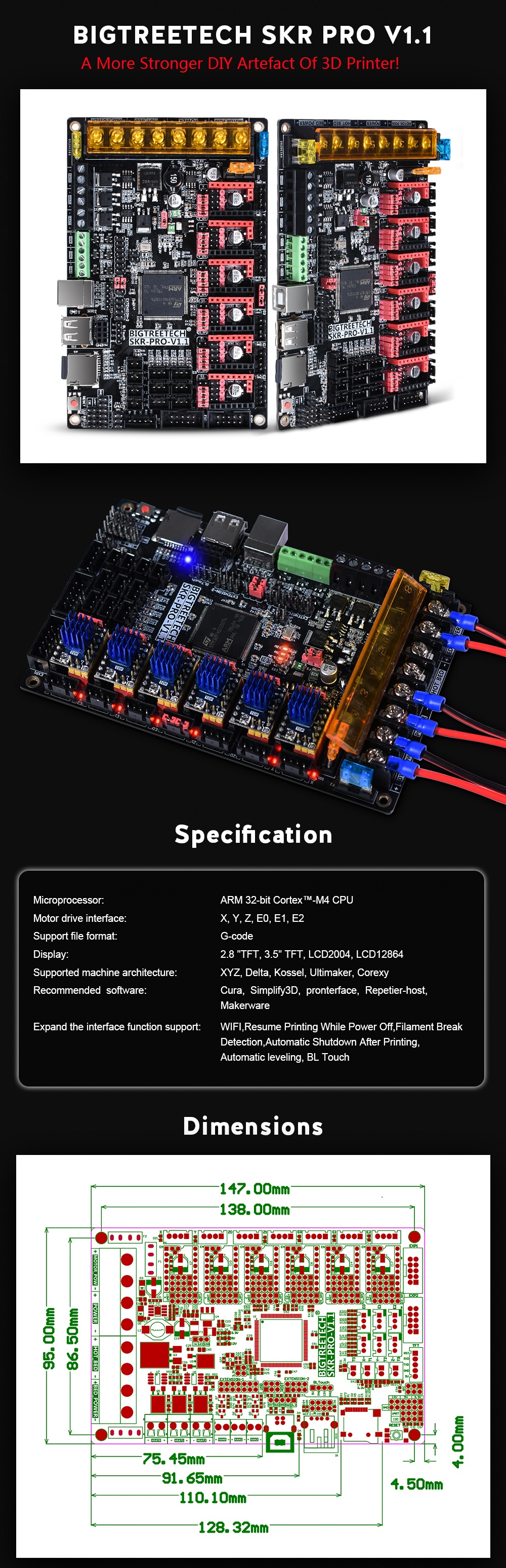 BIGTREETECH SKR Pro V1.1 Control Board 32 Bit ARM CPU 32bit Mainboard Smoothieboard For 3D Printer Parts Reprap 5