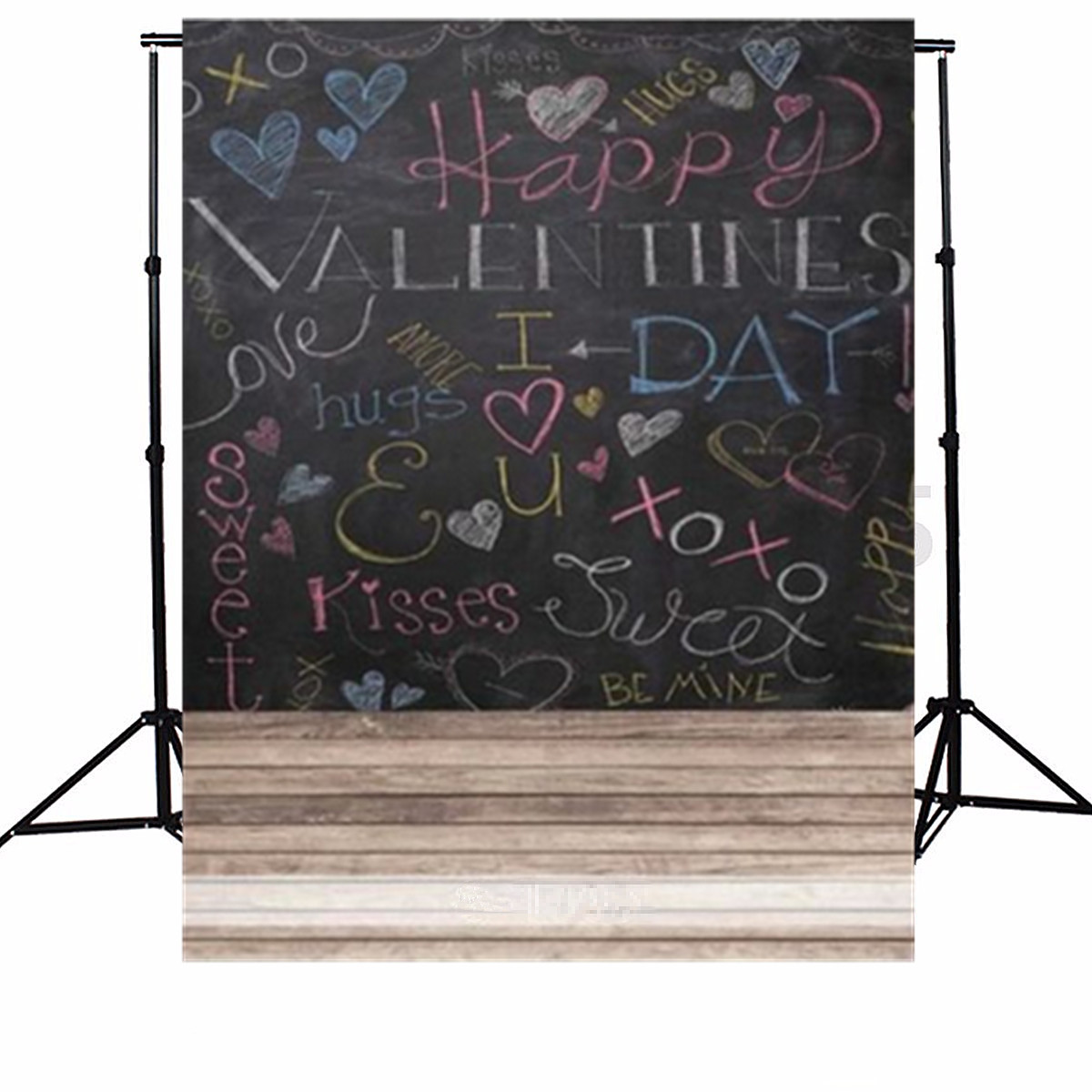 

5x7FT Vinyl Happy Valentine's Day Love Kiss Chalk Word Photo Studio Background Backdrop