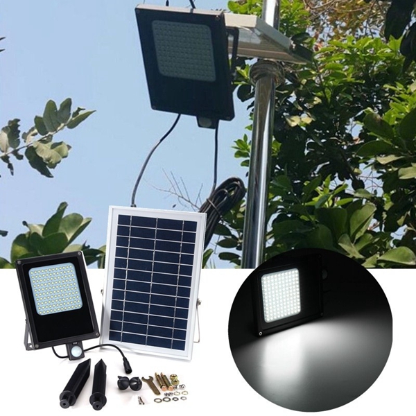 

Солнечная Powered 120 LED PIR Motion & Light Датчик Flood Light Водонепроницаемы На открытом воздухе Сад Безопасность Лампа