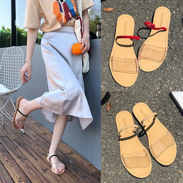 

Slippers Women's Season Casual Beach Slippers Transparent With A Word Drag Holiday Fashion Women's Shoes